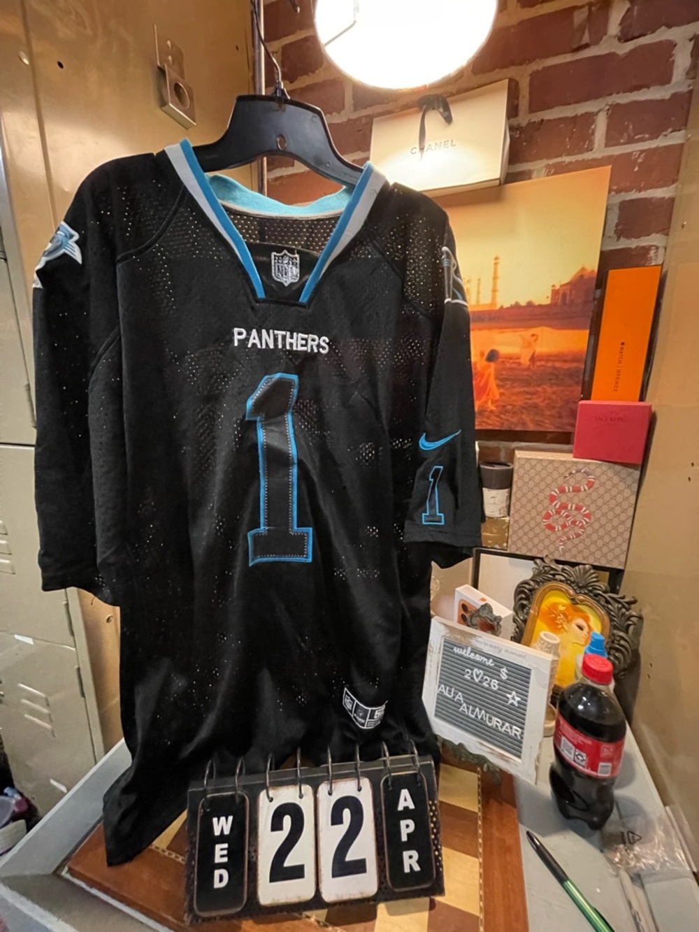 Cam Newton Reebok Pro On Field Carolina Panthers Football Jersey Black Size 52
